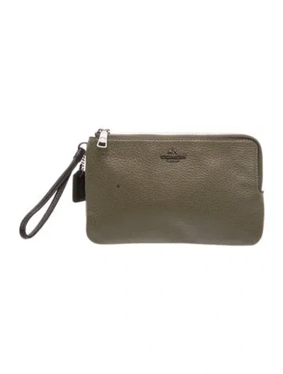 Pre-owned Coach Leather Clutch In Green