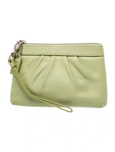 Pre-owned Coach Leather Clutch In Green