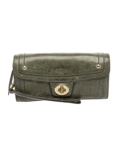 Pre-owned Coach Leather Clutch In Green