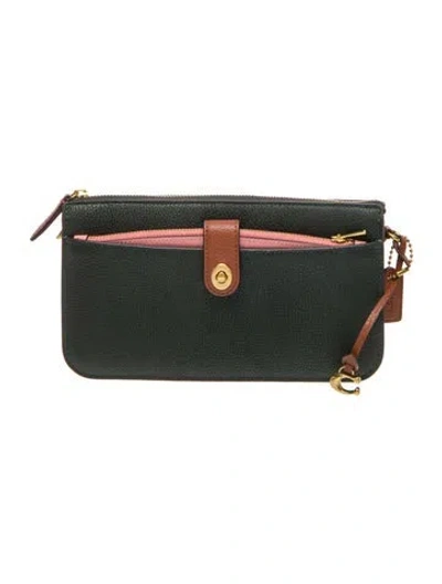 Pre-owned Coach Leather Clutch In Green