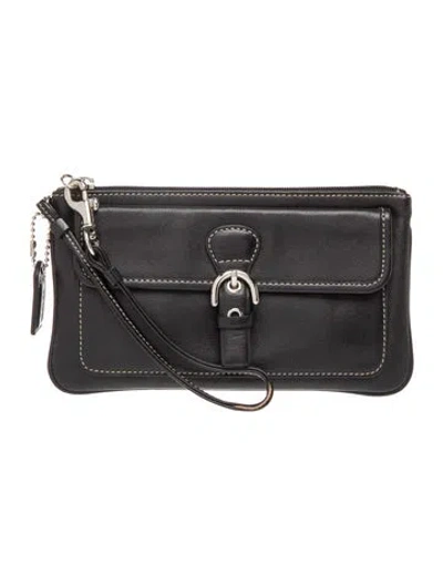 Pre-owned Coach Leather Clutch In Grey