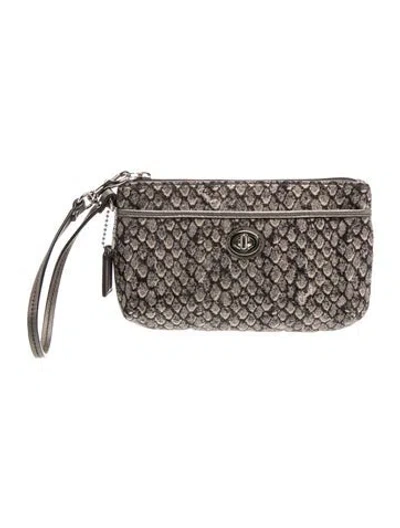 Pre-owned Coach Leather Clutch In Grey