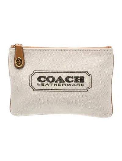 Pre-owned Coach Leather Clutch In Neutral