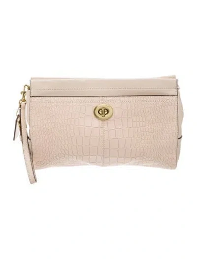 Pre-owned Coach Leather Clutch In Neutral