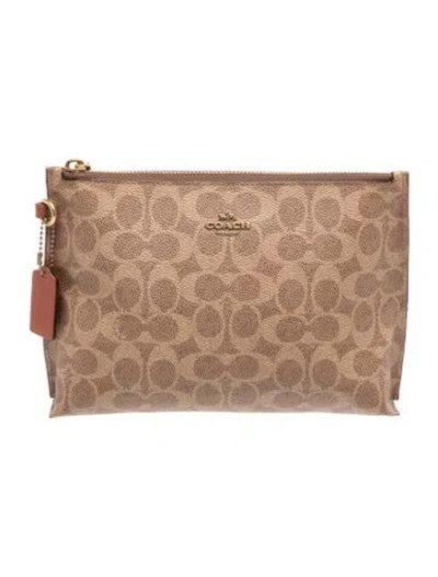 Pre-owned Coach Leather Clutch In Neutrals