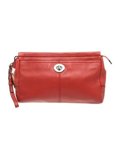 Pre-owned Coach Leather Clutch In Orange