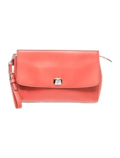 Pre-owned Coach Leather Clutch In Orange
