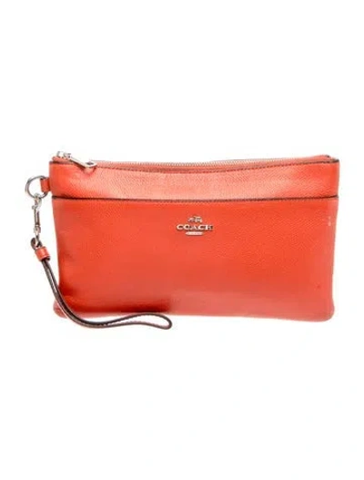Pre-owned Coach Leather Clutch In Orange