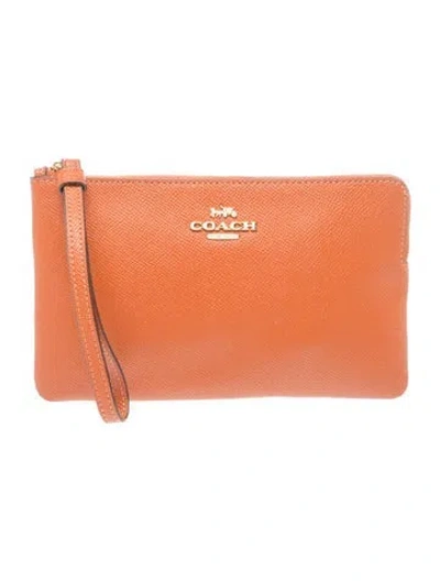 Pre-owned Coach Leather Clutch In Orange