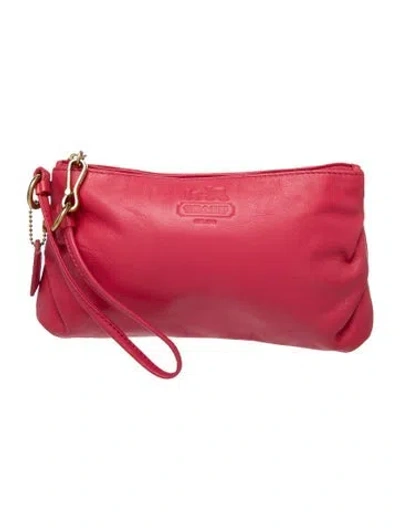 Pre-owned Coach Leather Clutch In Pink