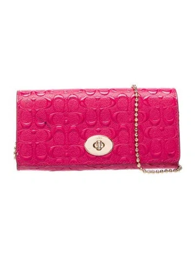 Pre-owned Coach Leather Clutch In Pink