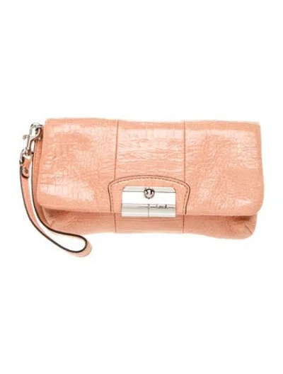 Pre-owned Coach Leather Clutch In Pink