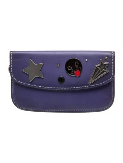 Pre-owned Coach Leather Clutch In Purple
