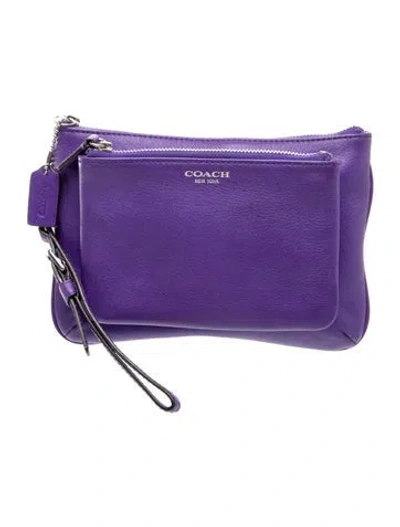 Pre-owned Coach Leather Clutch In Purple