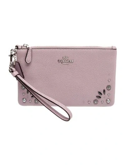 Pre-owned Coach Leather Clutch In Purple