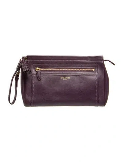 Pre-owned Coach Leather Clutch In Purple