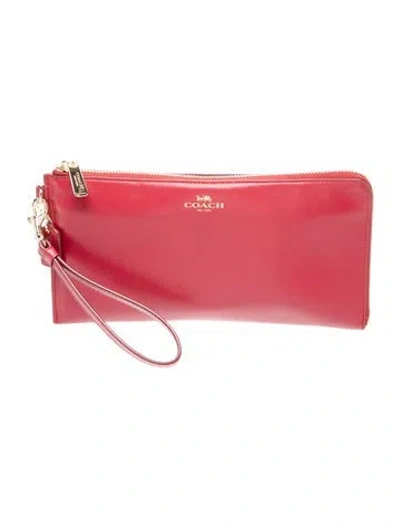 Pre-owned Coach Leather Clutch In Red