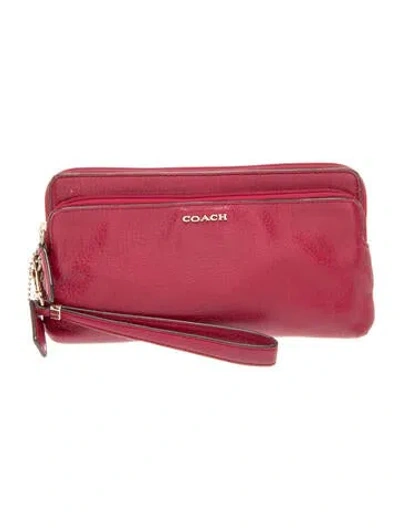 Pre-owned Coach Leather Clutch In Red