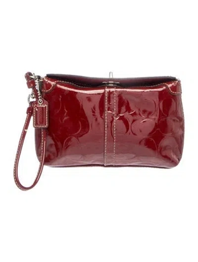 Pre-owned Coach Leather Clutch In Red