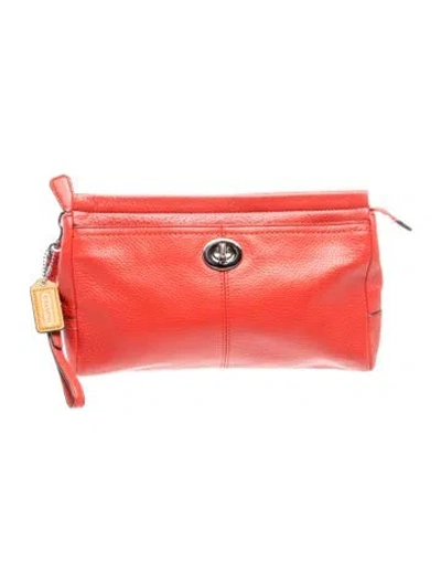 Pre-owned Coach Leather Clutch In Red