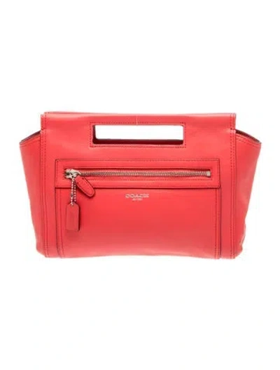 Pre-owned Coach Leather Clutch In Red