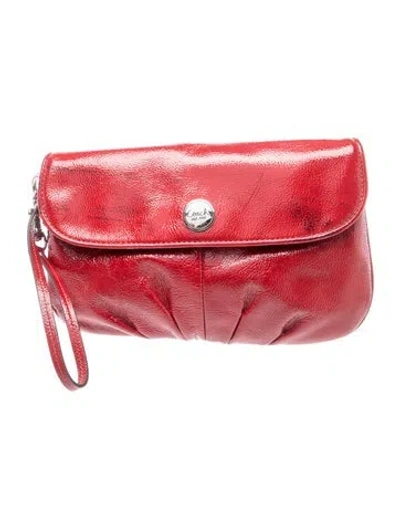 Pre-owned Coach Leather Clutch In Red