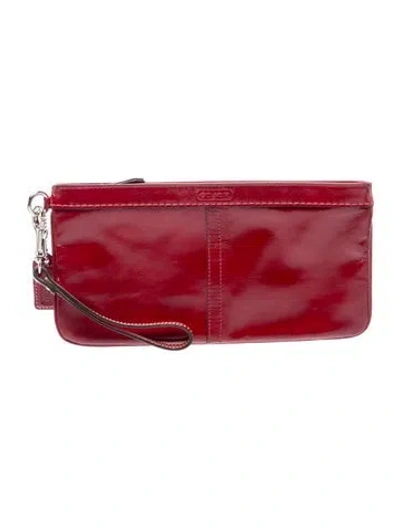 Pre-owned Coach Leather Clutch In Red