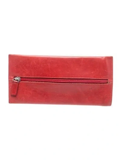 Pre-owned Coach Leather Clutch In Red