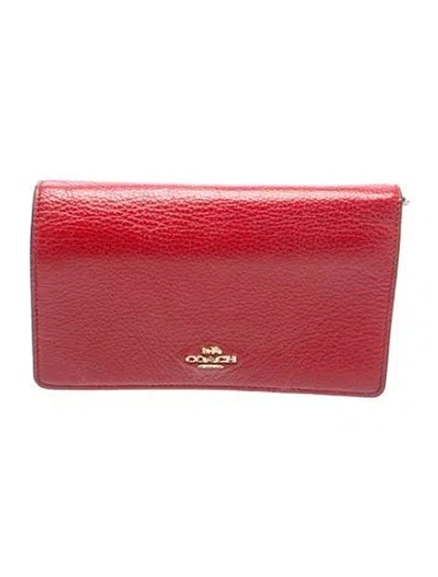 Pre-owned Coach Leather Clutch In Red
