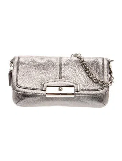 Pre-owned Coach Leather Clutch In Silver