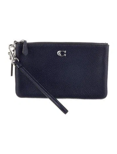 Pre-owned Coach Leather Clutch In Silver