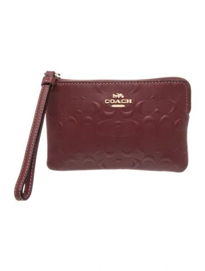 Pre-owned Coach Leather Clutch W/ Tags In Burgundy