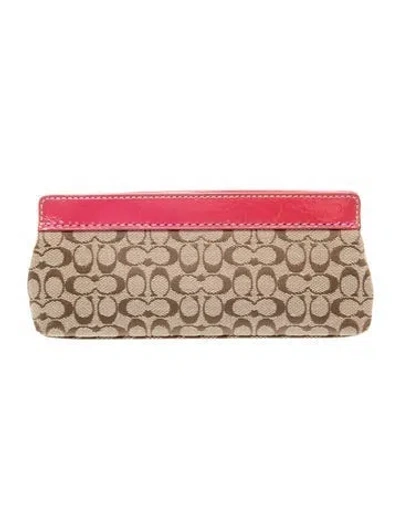 Pre-owned Coach Leather Clutch W/ Tags In Neutrals