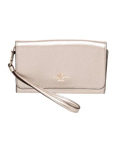 Pre-owned Coach Leather Clutch W/ Tags In Neutrals