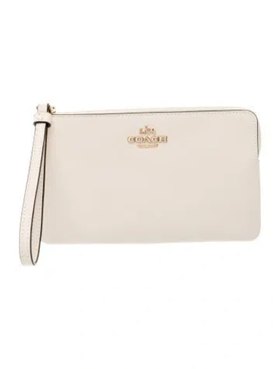 Pre-owned Coach Leather Clutch W/ Tags In White