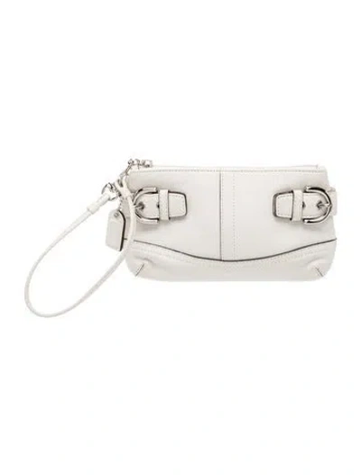 Pre-owned Coach Leather Clutch In White