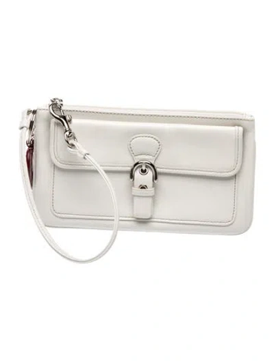 Pre-owned Coach Leather Clutch In White