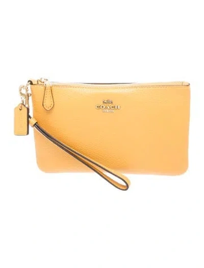 Pre-owned Coach Leather Clutch In Yellow