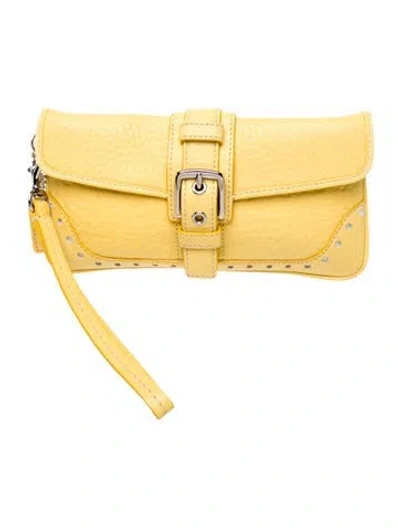 Pre-owned Coach Leather Clutch In Yellow
