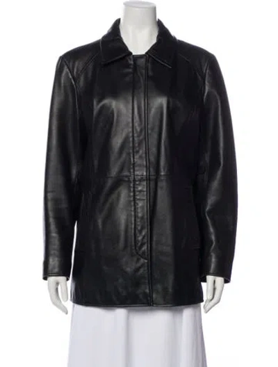 Pre-owned Coach Leather Coat In Black