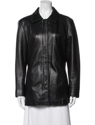 Pre-owned Coach Leather Coat In Black