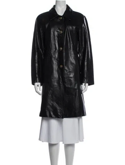 Pre-owned Coach Leather Coat In Blue