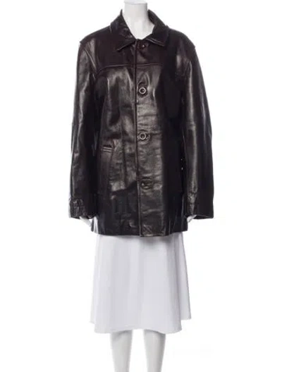 Pre-owned Coach Leather Coat In Brown