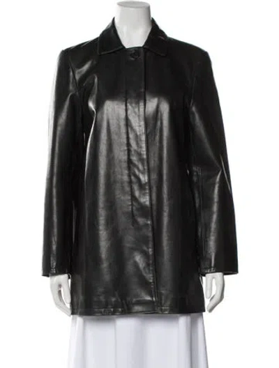 Pre-owned Coach Leather Coat In Green