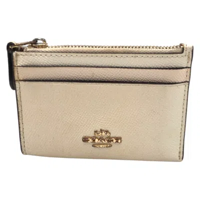 Coach Leather Coin Card Case In Sand