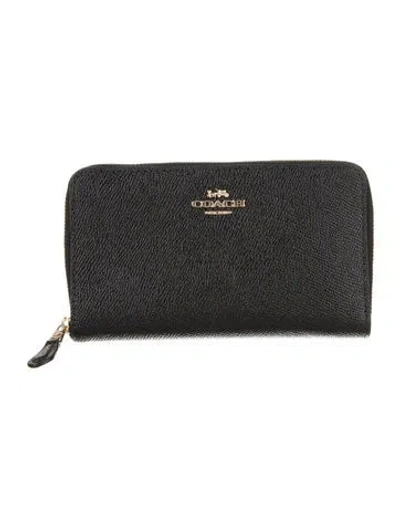 Pre-owned Coach Leather Coin Pouch In Black