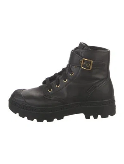 Pre-owned Coach Leather Combat Boots In Black