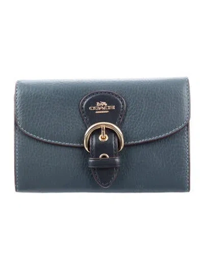 Pre-owned Coach Leather Compact Wallet In Blue