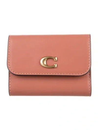 Pre-owned Coach Leather Compact Wallet W/ Tags In Pink