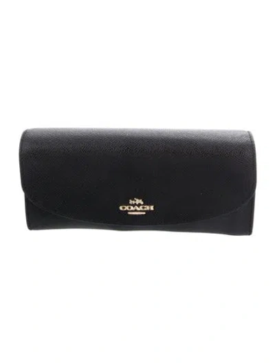 Pre-owned Coach Leather Continental Wallet In Black